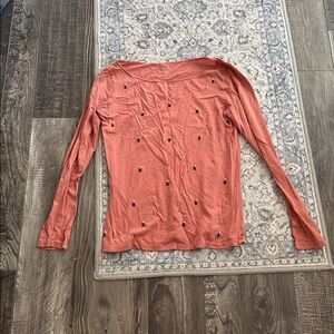 Loft coral pink top with front embellishments (small)